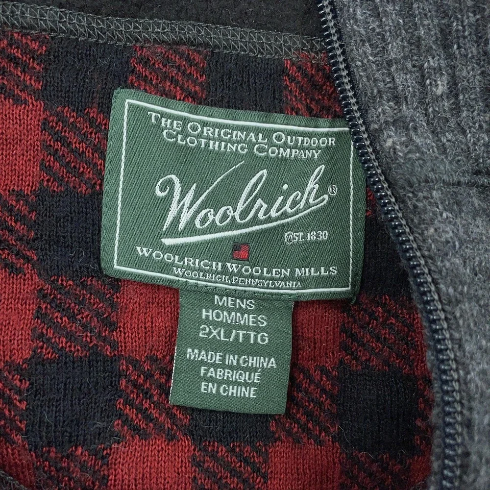 Woolrich Sweater FITS XL Gray Half Zip Pullover Wool Blend‎